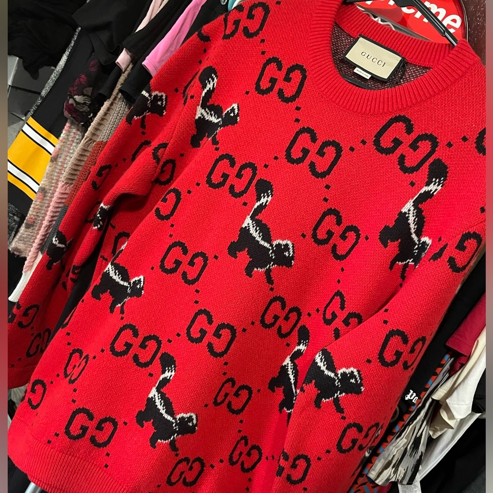 Mens Gucci knit red sweater size large